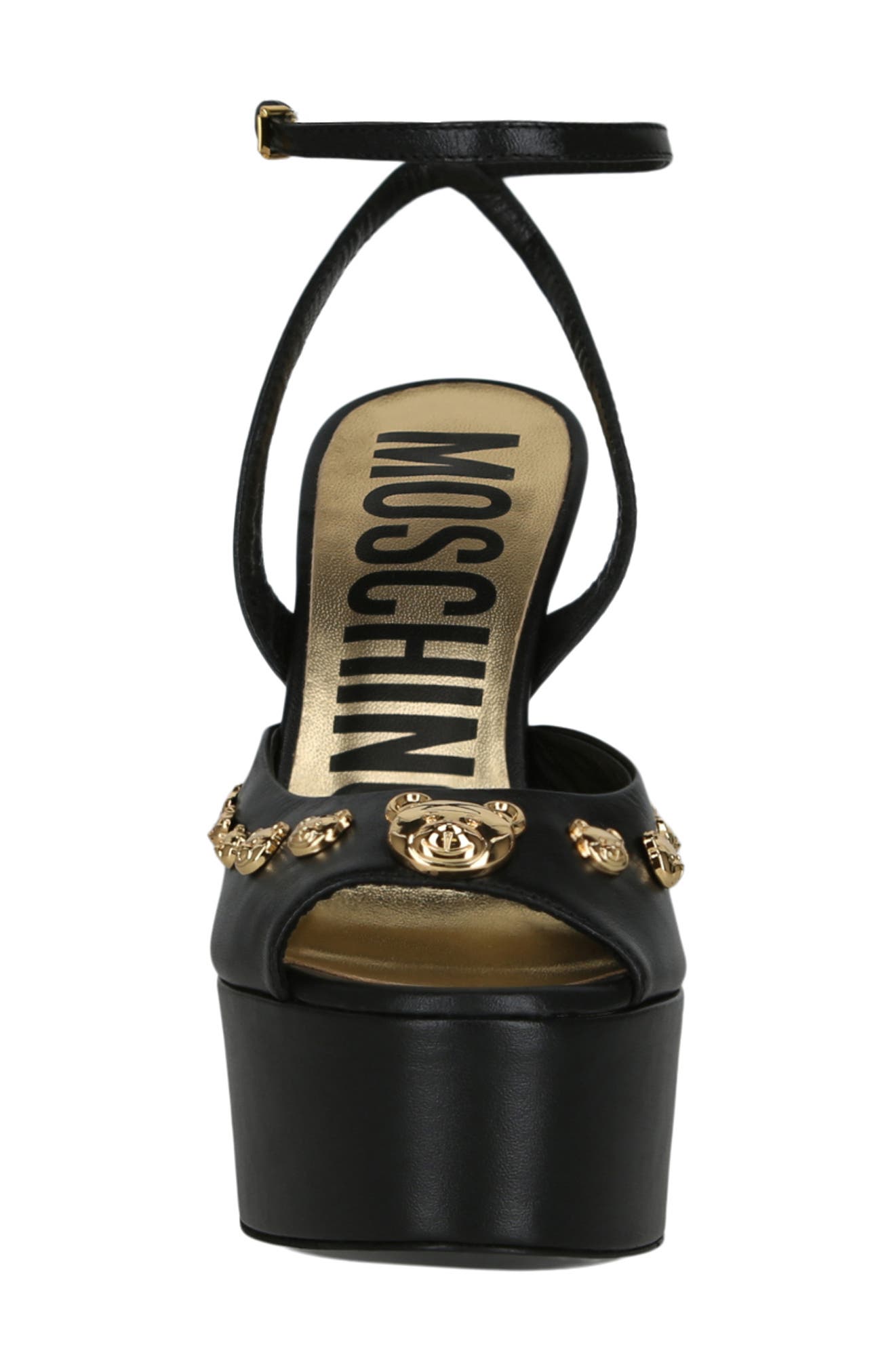 Moschino Teddy Bear Studded Ankle Strap Platform Sandal, Alternate, color, 
