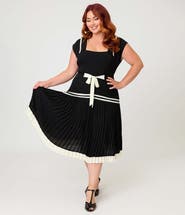 Unique Vintage Plus Size Pleated Flapper Day Dress