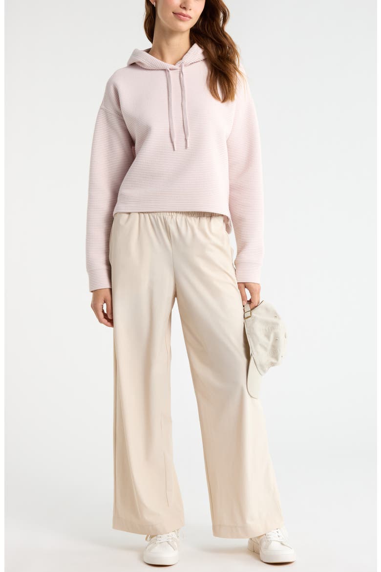Ottoman Cotton Blend Ribbed Hoodie, Alternate, color, PINK HUSH