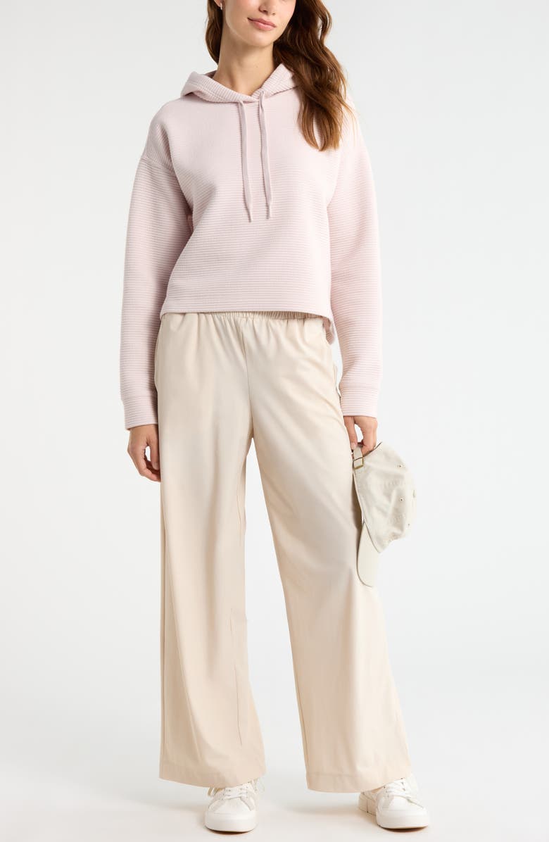Zella Ottoman Cotton Blend Ribbed Hoodie, Alternate, color, Pink Hush
