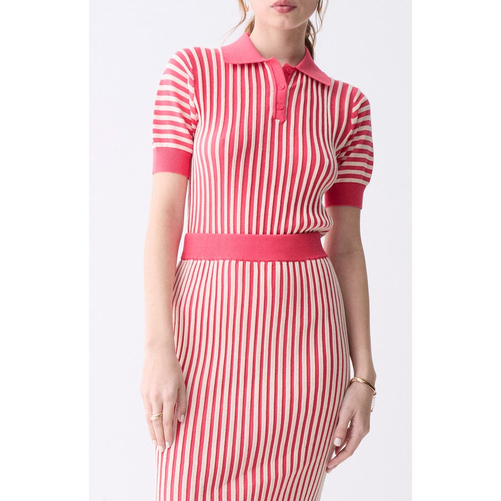 DELUC DELUC AMARENTA STRIPE POLO SWEATER