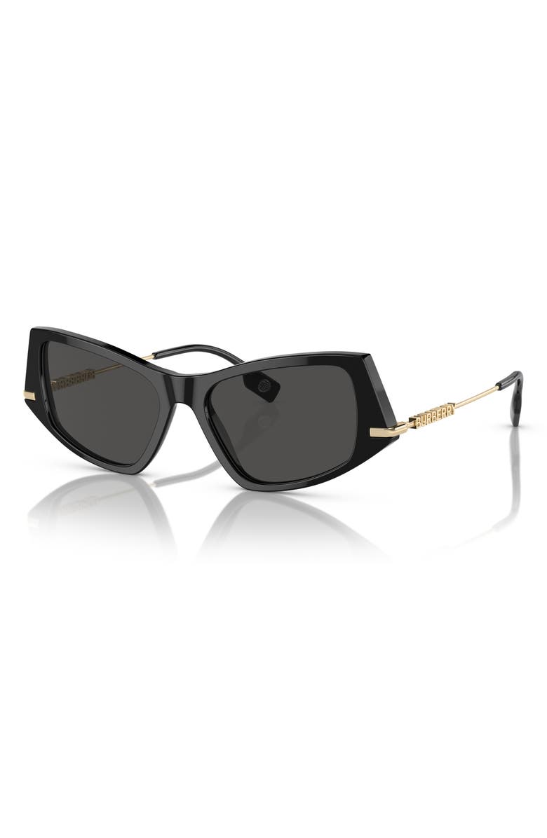 Burberry 52mm Irregular Sunglasses, Alternate, color, Black