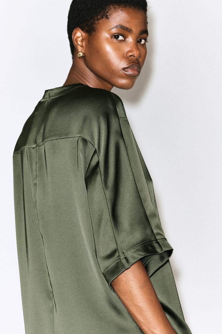 Satin T-Shirt, Alternate, color, KHAKI