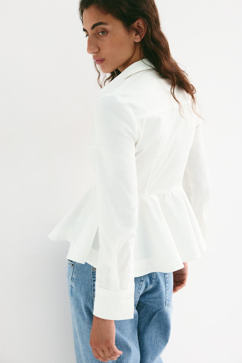Cotton Peplum Shirt, Alternate, color, White