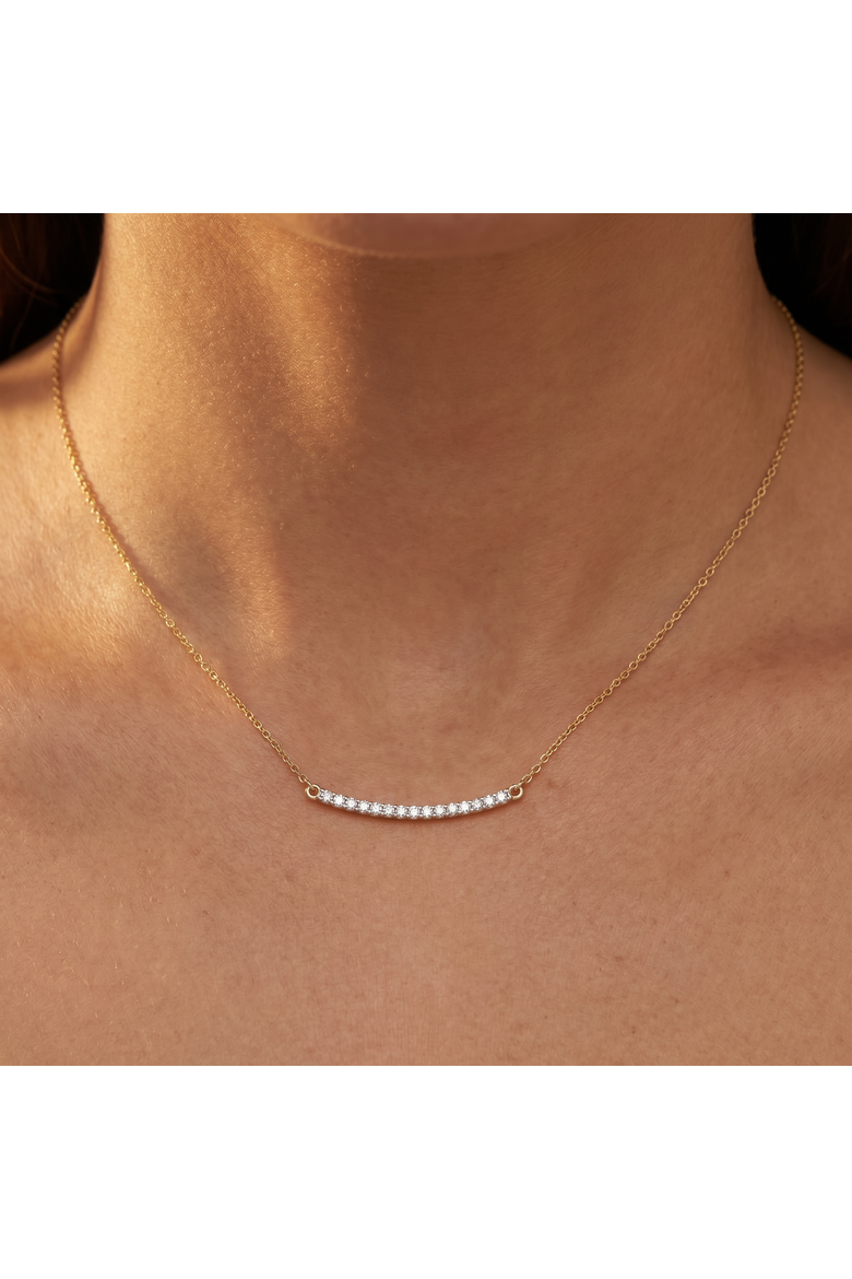 1/3Ct Diamond Bar Pendant 10k Gold Necklace Lab Grown 1 1/3", Alternate, color, 10k Yellow Gold