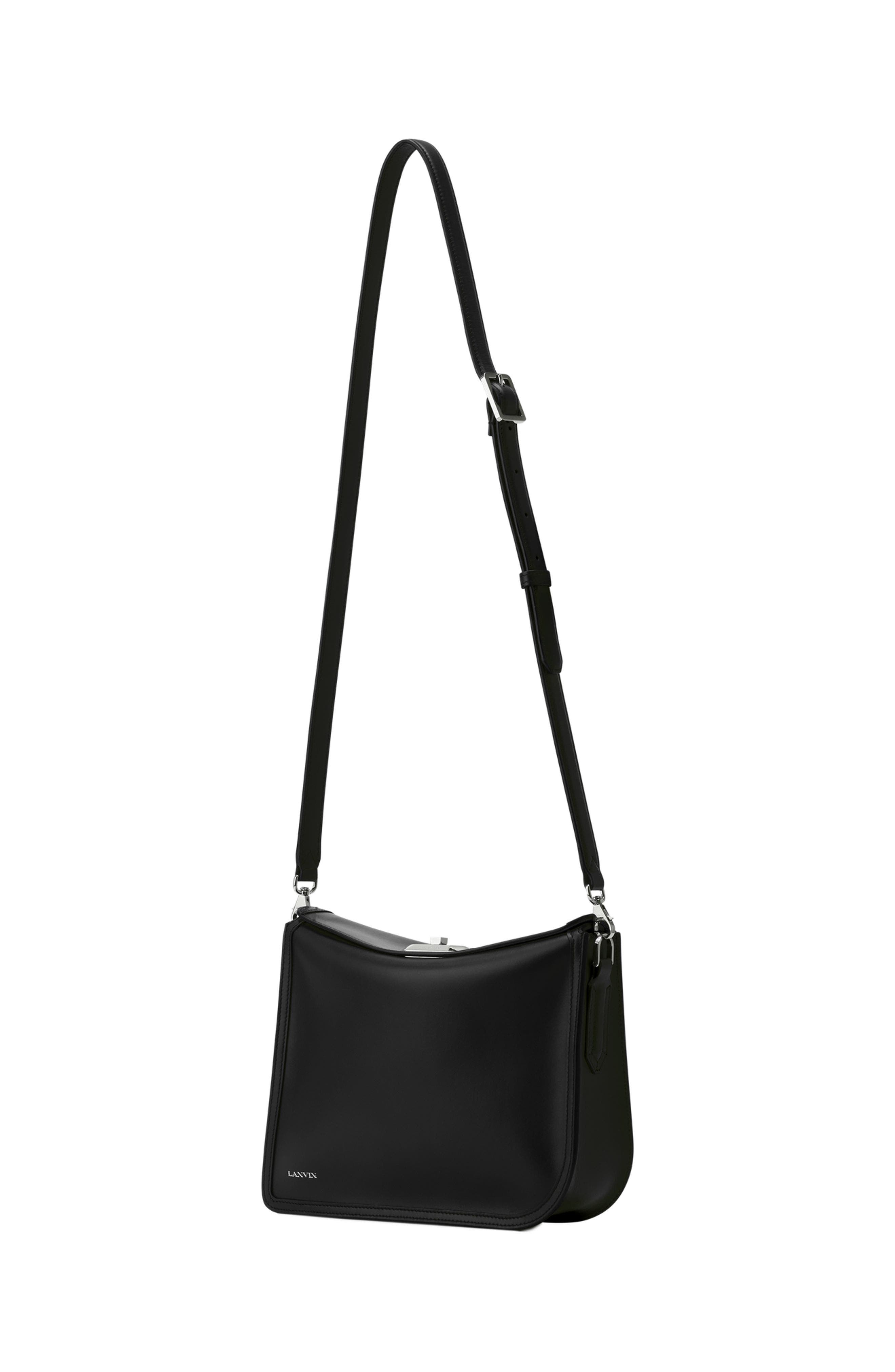 Lanvin Compagnon Asymmetrical Leather Clutch Bag, Alternate, color, Black