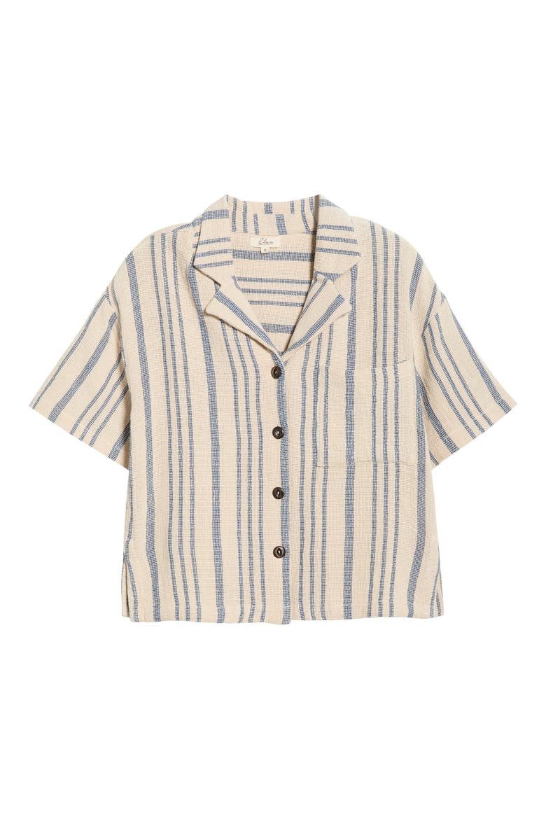 Knit Short Sleeve Button-Up Cover-Up Shirt, Alternate, color, BLUE STRIPE