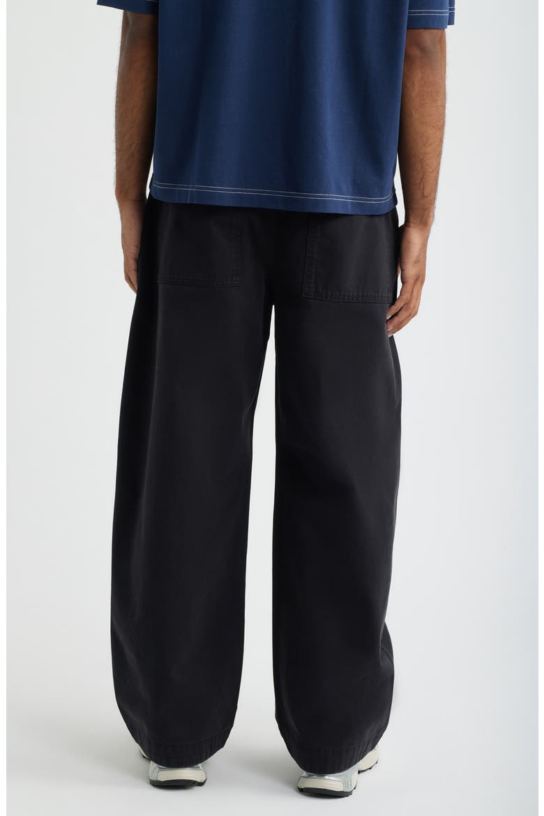 Barrel Leg Cotton Twill Pants, Alternate, color, BLACK