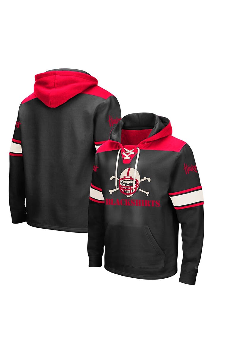 COLOSSEUM Men's Colosseum Black Nebraska Huskers 2.0 Lace-Up Pullover Hoodie, Main, color, Black