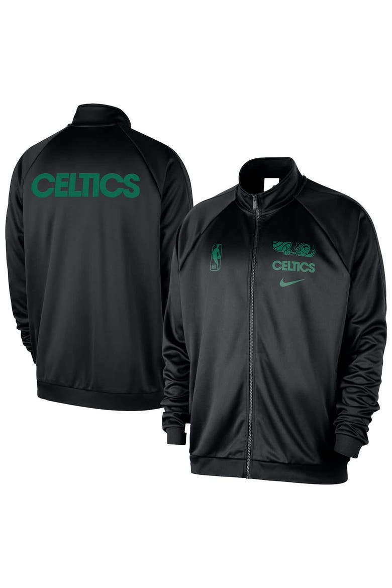Men's Nike Black Boston Celtics Courtside Pique Club Full-Zip Track Jacket, Alternate, color, Black