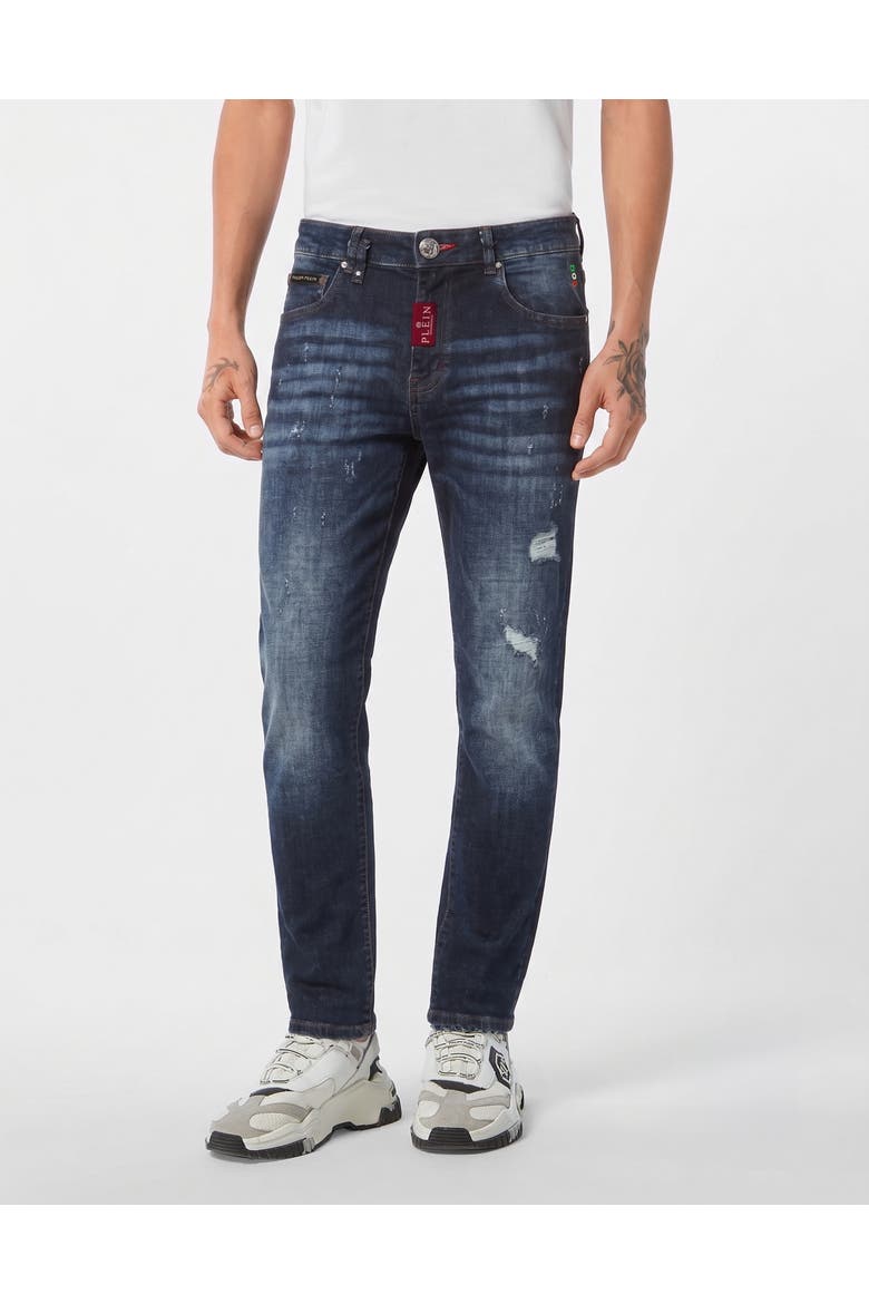 New Tapered Fit Jeans Basic Men, Main, color, Blue Storm