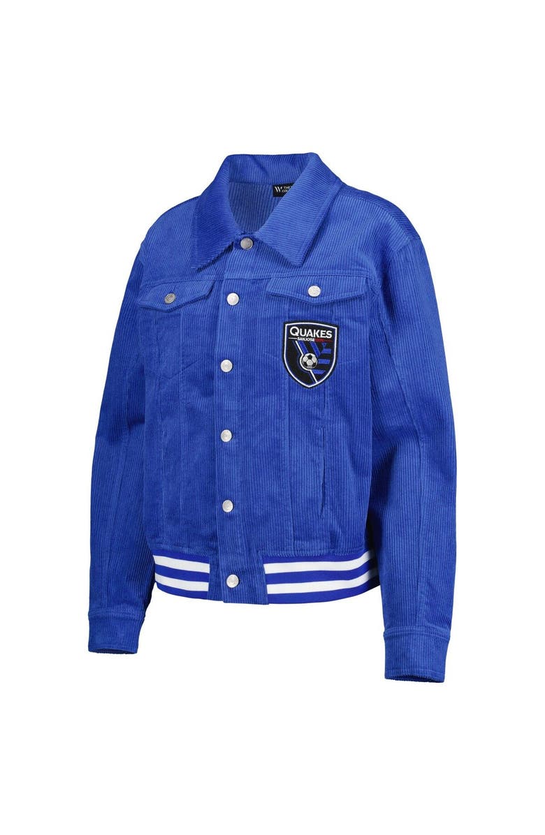 THE WILD COLLECTIVE Women's The Wild Collective Blue San Jose Earthquakes Corduroy Button-Up Jacket, Alternate, color, Blue