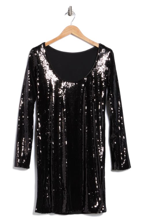Hugo Boss Boss Emaxa Sequin Long Sleeve Minidress In Black
