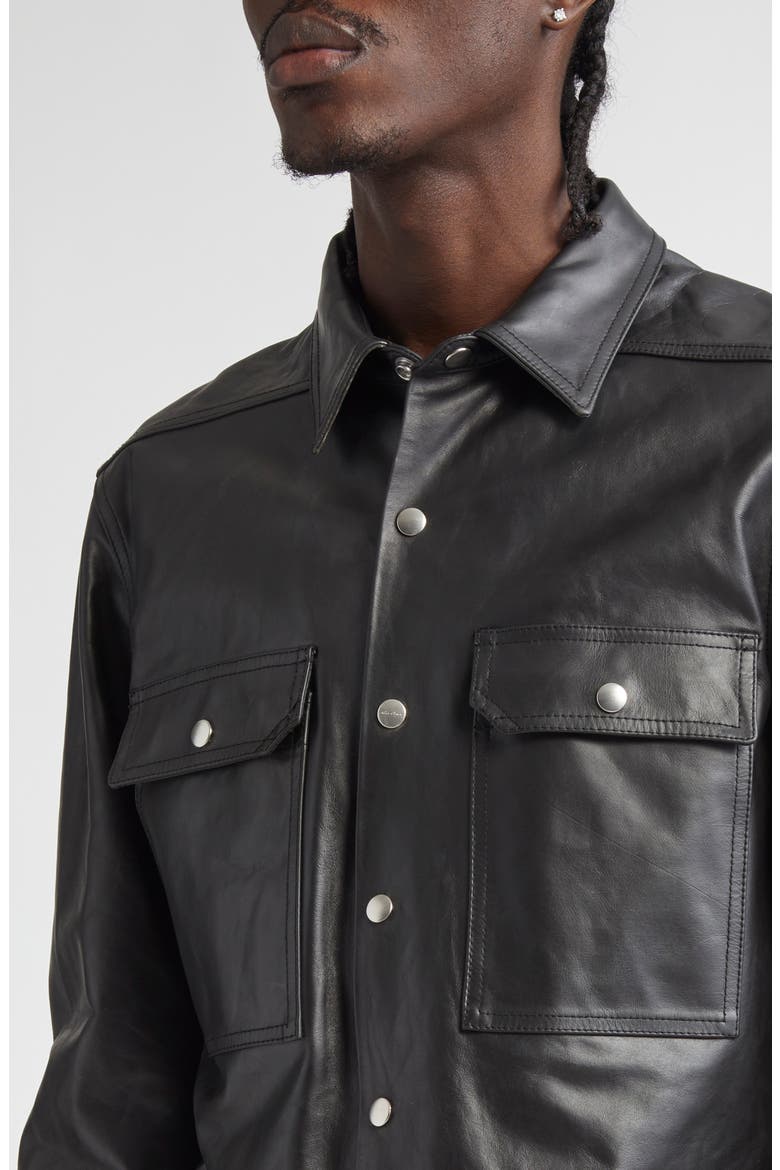 Leather Shirt Jacket, Alternate, color, BLACK