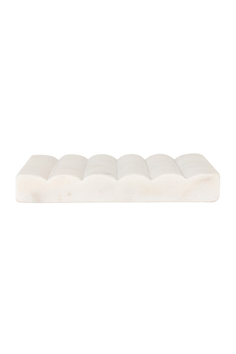 Contemporary Carved Marble Soap Dish for Bathrooms, Alternate, color, White