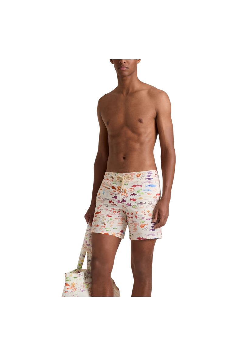 Men Swim Shorts Pescador - VBQ x Fabrice Hyber, Alternate, color, Paper
