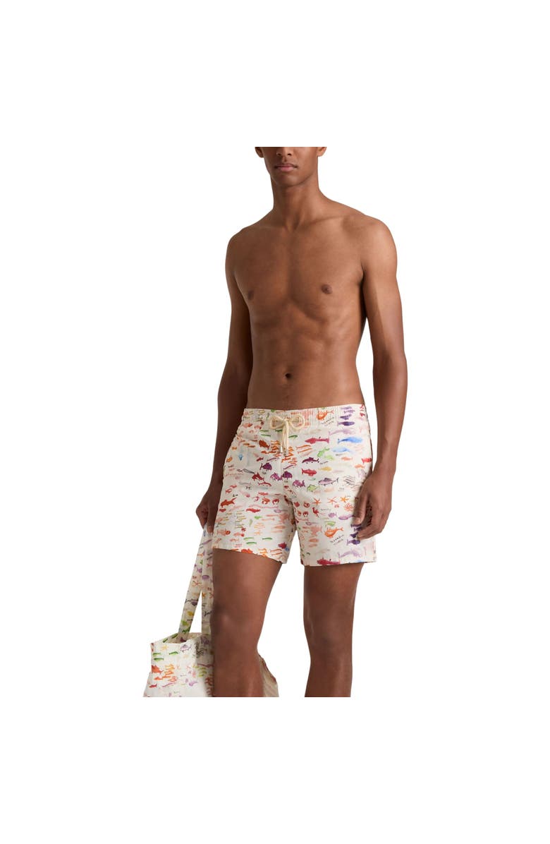Vilebrequin Men Swim Shorts Pescador - VBQ x Fabrice Hyber, Alternate, color, Paper