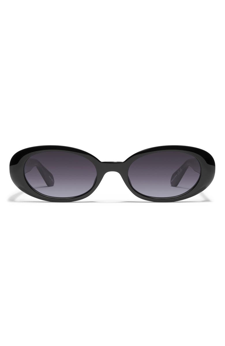 QUAY Felt Cute 52mm Gradient Small Oval Sunglasses, Main, color, Black / Smoke