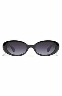 QUAY Felt Cute 52mm Gradient Small Oval Sunglasses
