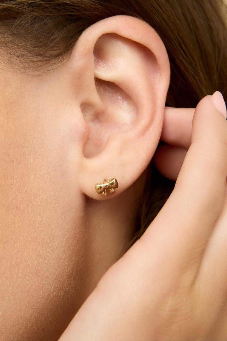 14K Yellow Gold Bow Studs Earrings, Alternate, color, Yellow Gold