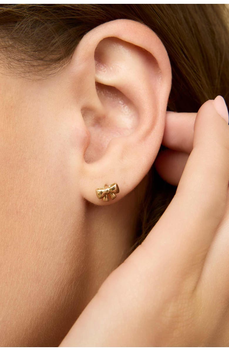 Oradina 14K Yellow Gold Bow Studs Earrings, Alternate, color, Yellow Gold