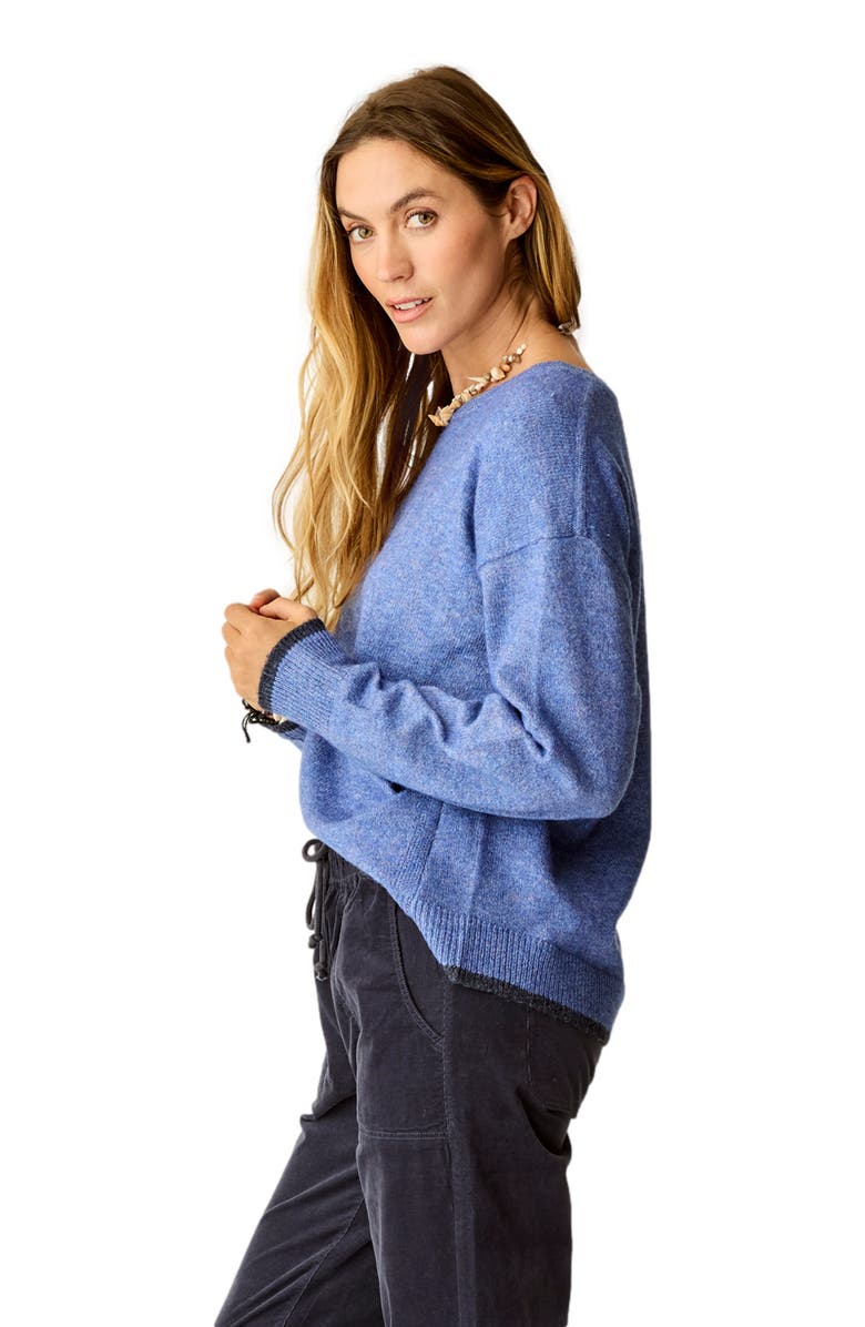 Carve Designs Drue Fuzzy Sweater, Alternate, color, Capri Blue W. Dark Capri