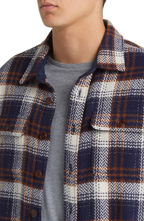 Rails Men's Berkshire Herringbone Plaid Button-front Shirt Jacket In Navy Umber Cream