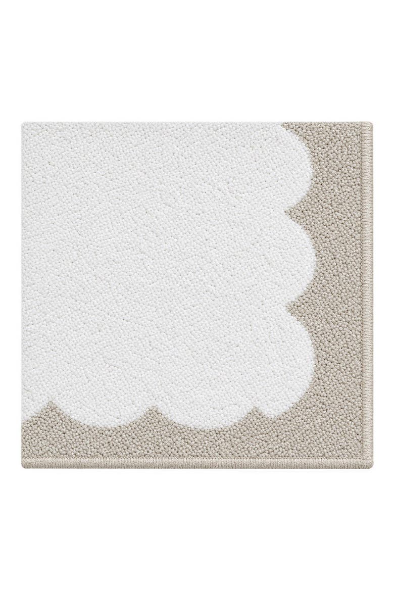 Bedford Scallop Microfiber Bath Rug, Alternate, color, WHITE/ LINEN