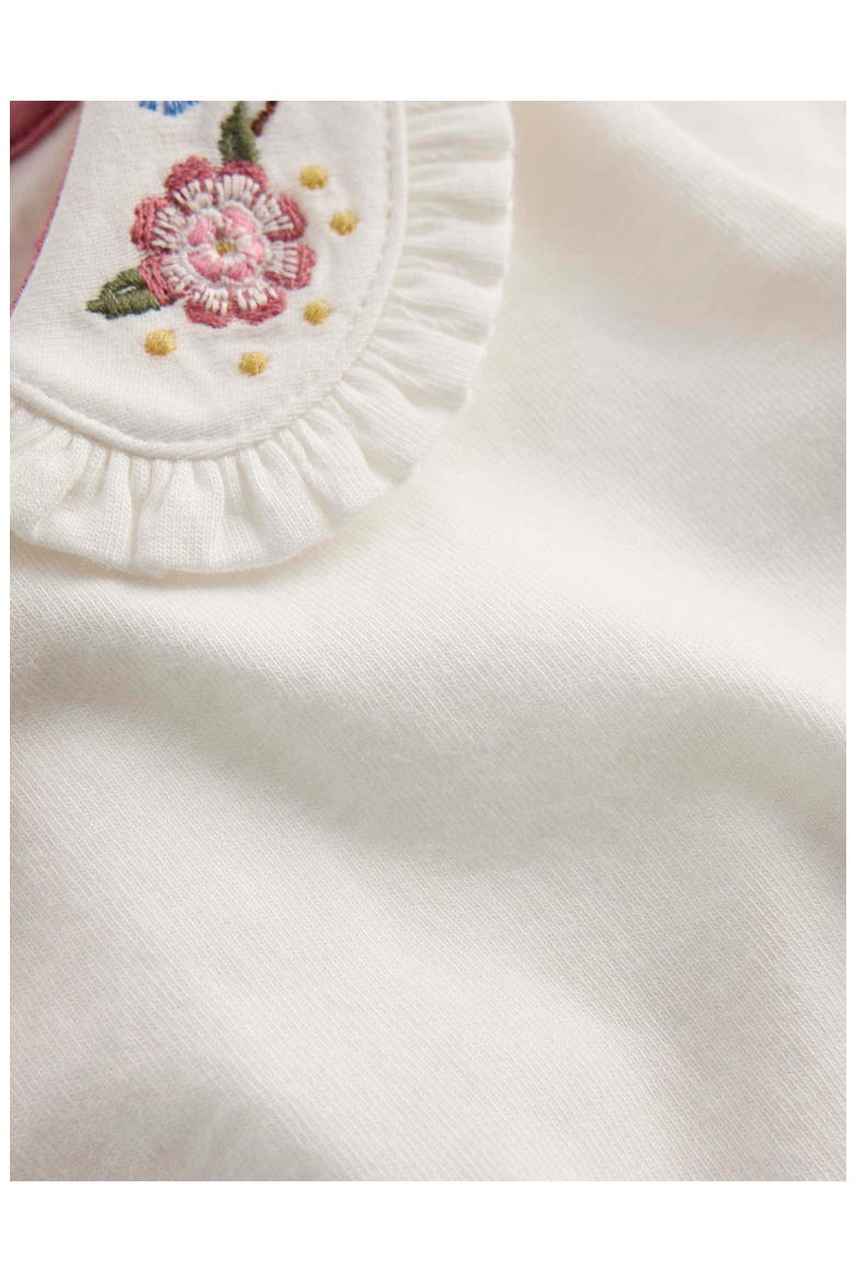 Kids' Collared Jersey Top & Leggings Set, Alternate, color, IVORY/ PINK EMBROIDERED