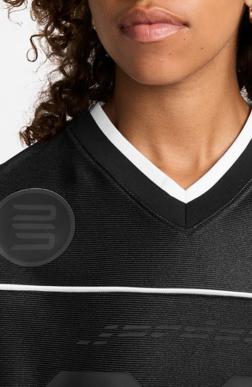 Shop Jordan Oversize Long Sleeve V-neck Jersey Top In Black