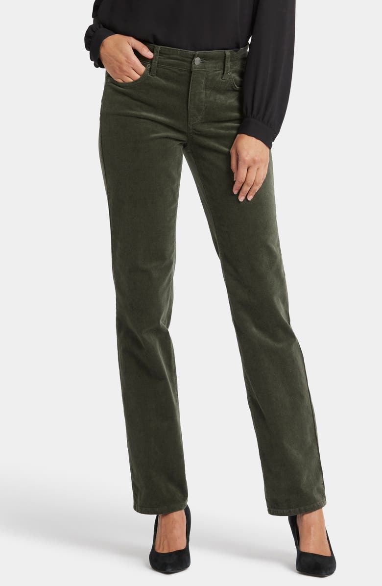 NYDJ Marilyn Corduroy Straight Leg Pants, Main, color, Vine Leaf