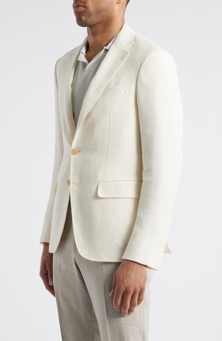 Canali Kei Trim Fit Linen, Silk & Wool Blend Sport Coat, Alternate, color, White