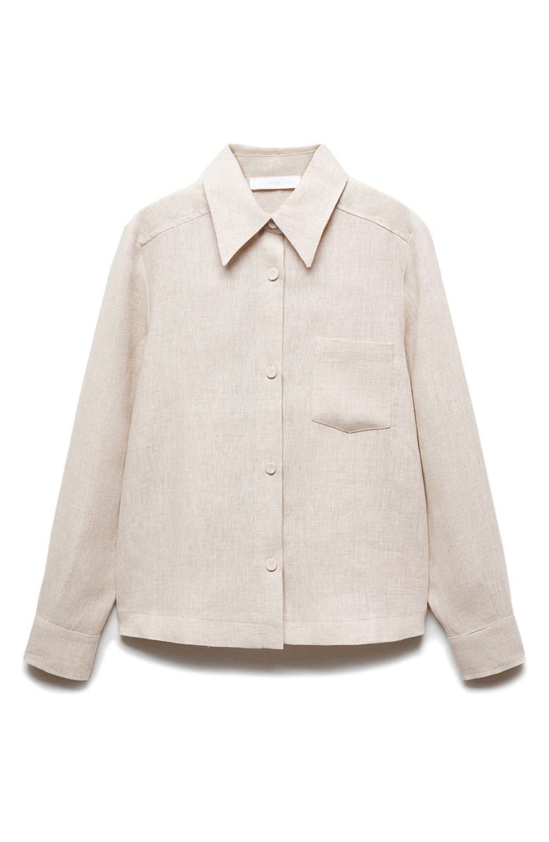 MANGO Linen Button-Up Shirt, Alternate, color, 