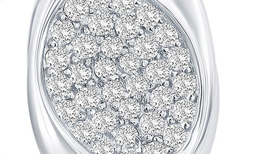 Simona Sterling Silver Pavé Cz Oval Stud Earrings In Silver
