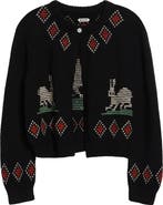Bode Bunny Cross Stitch Wool Cardigan