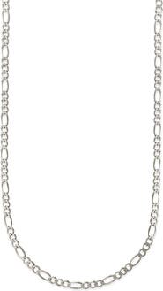 BEST SILVER Sterling Silver 0.5mm Figaro Chain 22" Necklace