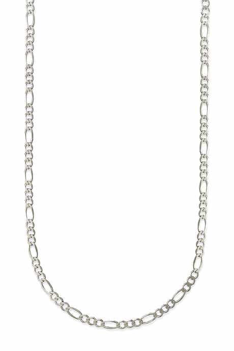 BEST SILVER Sterling Silver 0.5mm Figaro Chain 22" Necklace