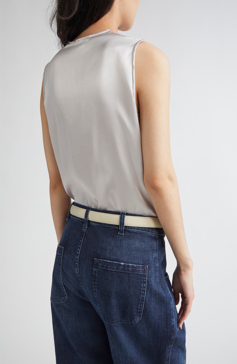 Eleventy Pleated Sleeveless Silk Satin Top, Alternate, color, 