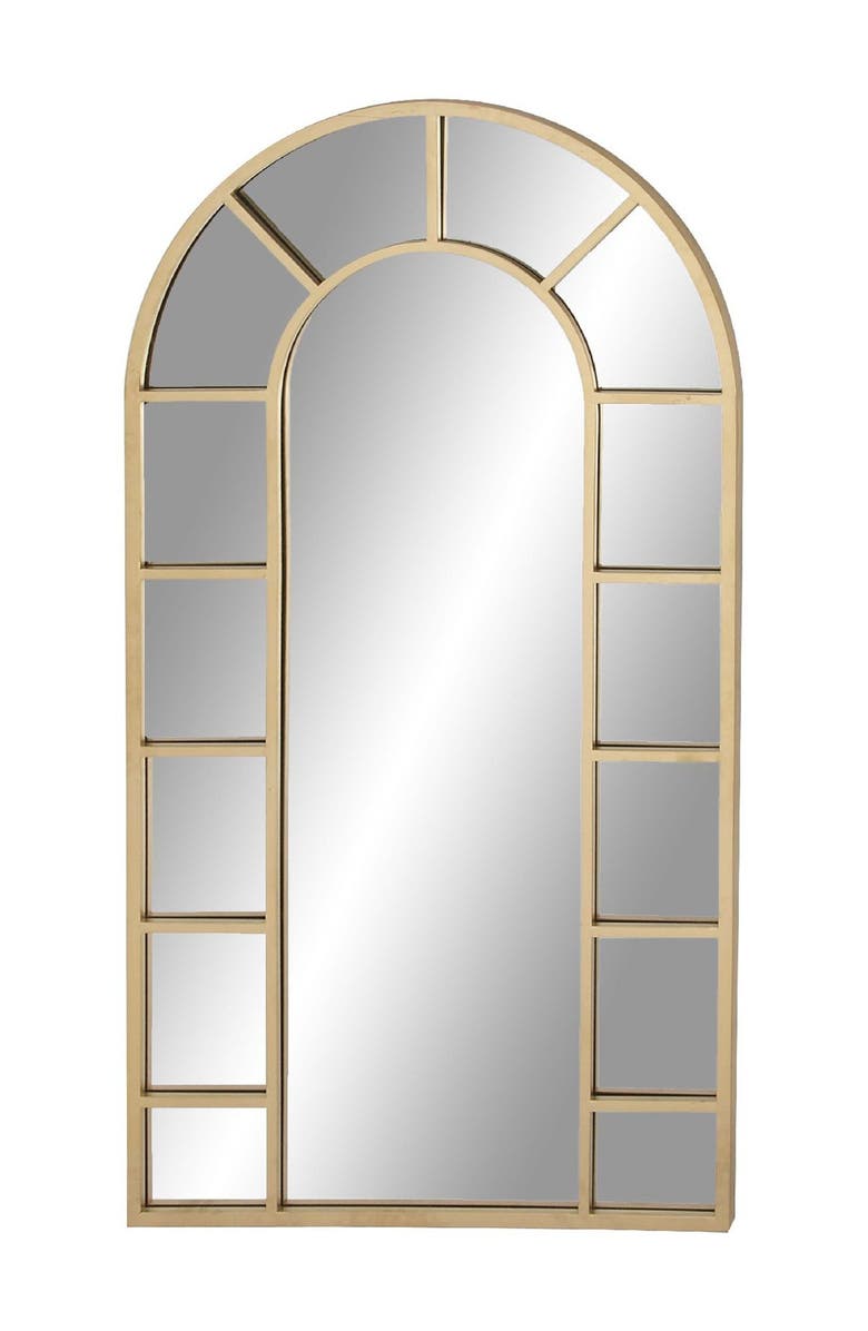 SONOMA SAGE HOME Goldtone Metal Windowpane Inspired Wall Mirror with Arched Top, Alternate, color, 