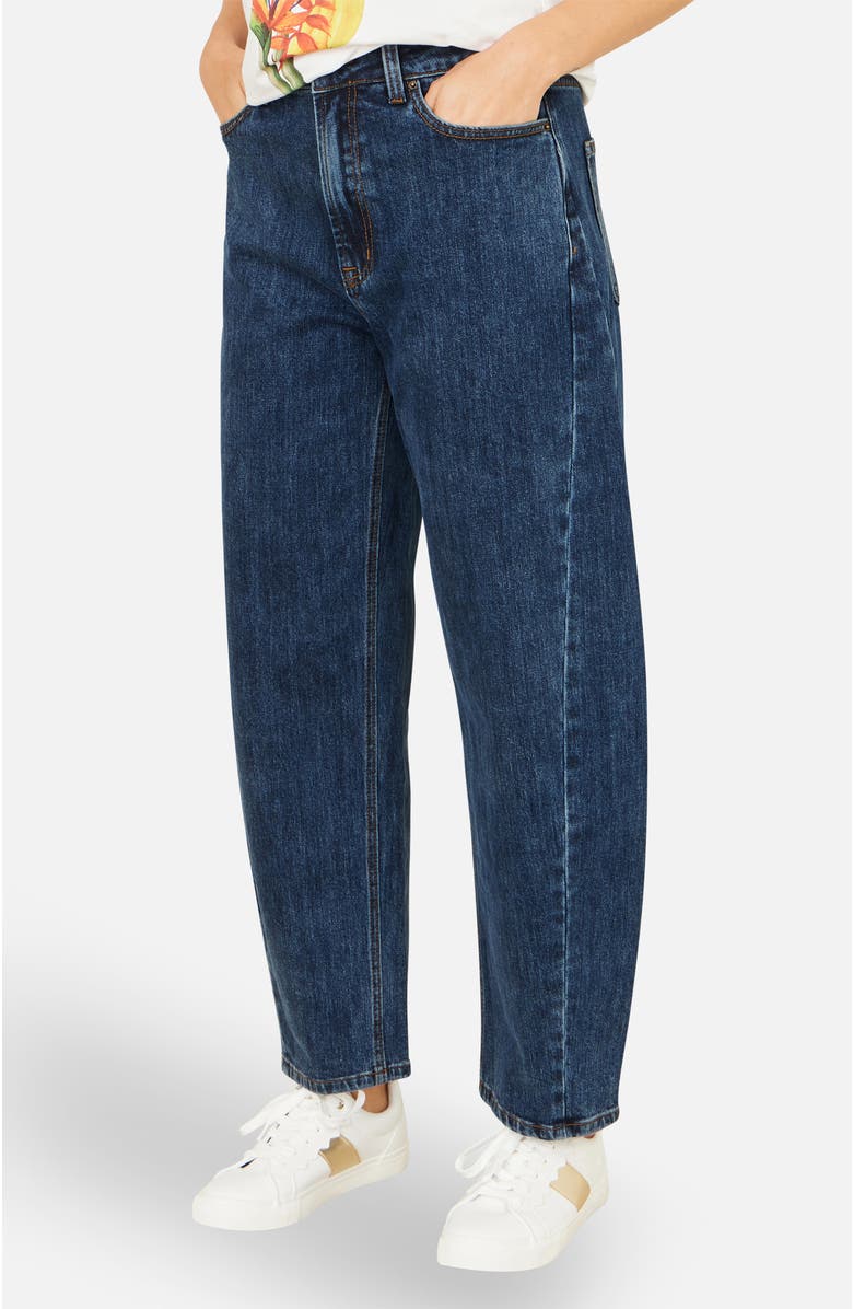 Yumi Denim Barrel Relaxed Fit Jeans, Main, color, Blue