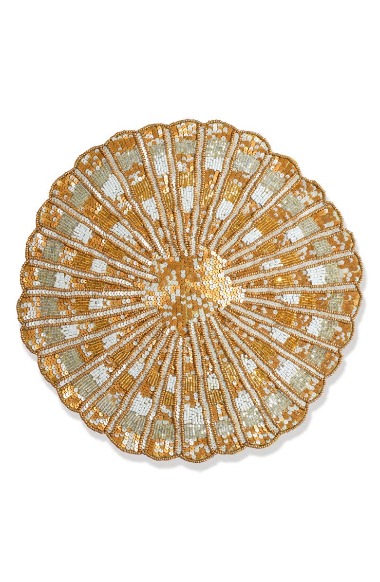 Tiramisu The Gilded Imperial Beaded Charger, Main, color, Gold