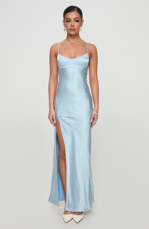 Shop Princess Polly Jazelle Satin Gown In Blue