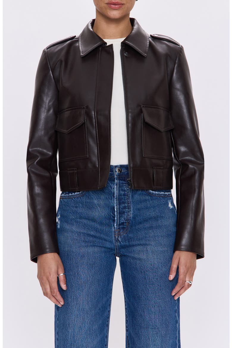 Bex Faux Leather Crop Jacket, Main, color, FRENCH ROAST