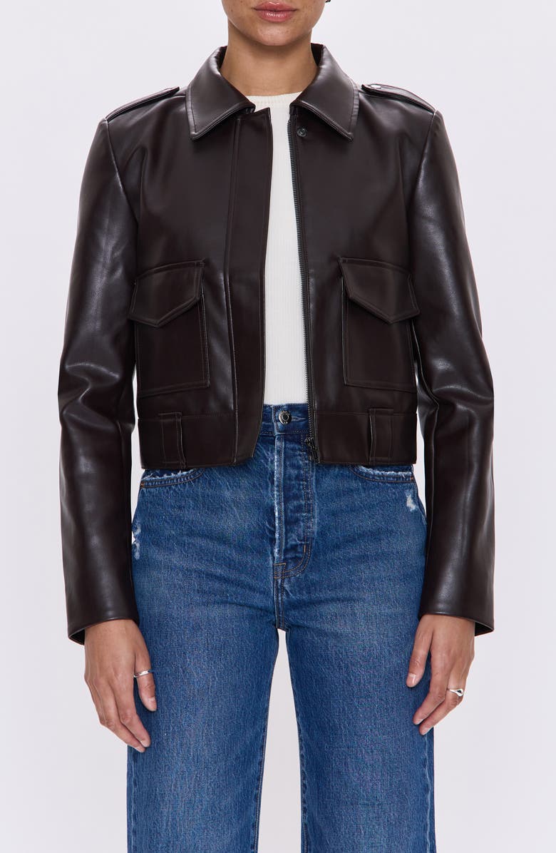 Pistola Bex Faux Leather Crop Jacket, Main, color, French Roast