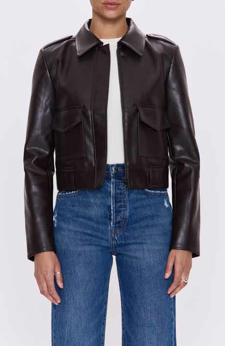 Pistola Bex Faux Leather Crop Jacket