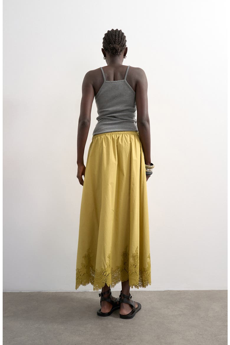 Lace Hem Full Maxi Skirt, Alternate, color, LGREEN