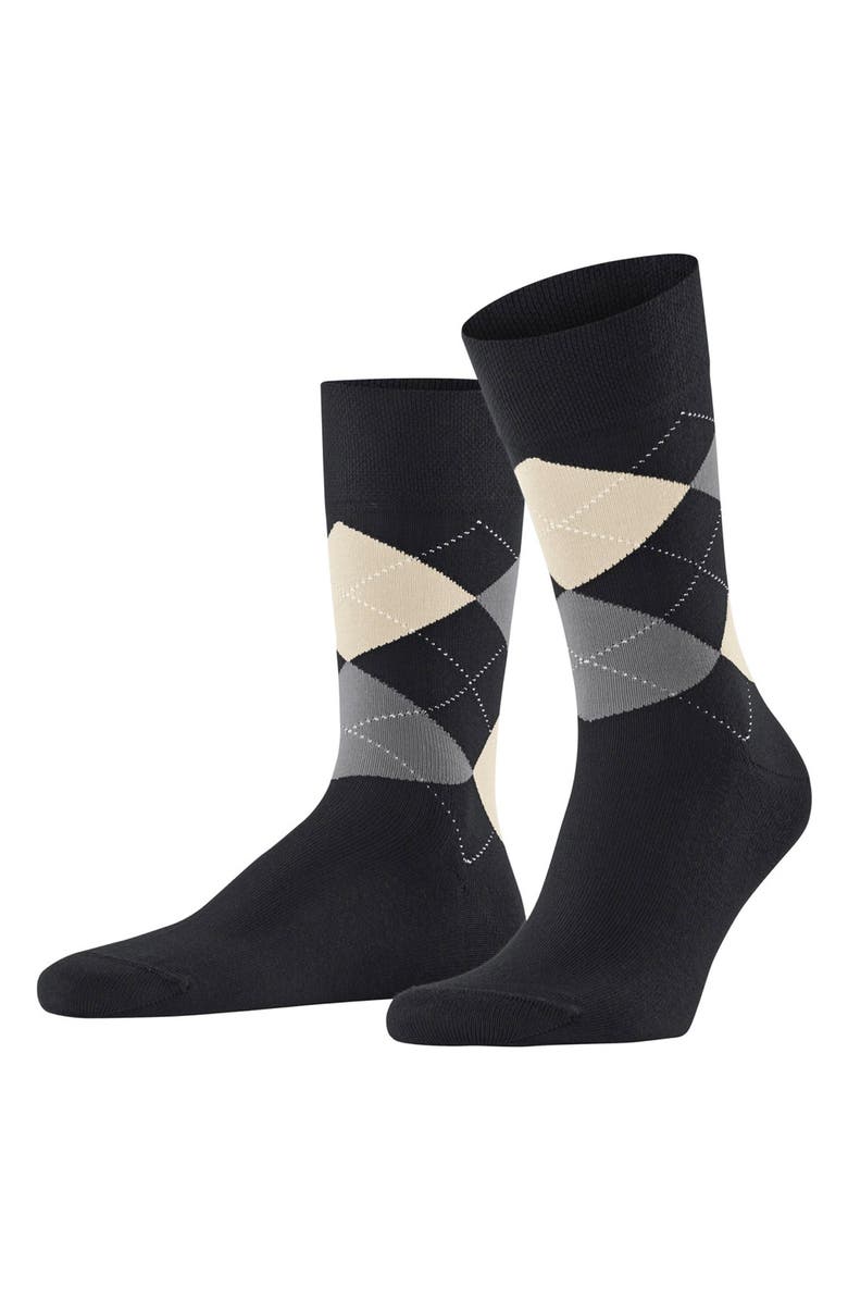 Falke Sensitive Argyle Crew Socks, Alternate, color, Black