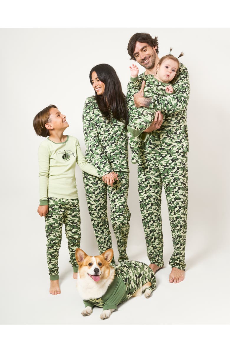 Leveret Kids Footed Cotton Matching Family Pajamas, Whimsy & Fantasy Prints, Alternate, color, Camouflage
