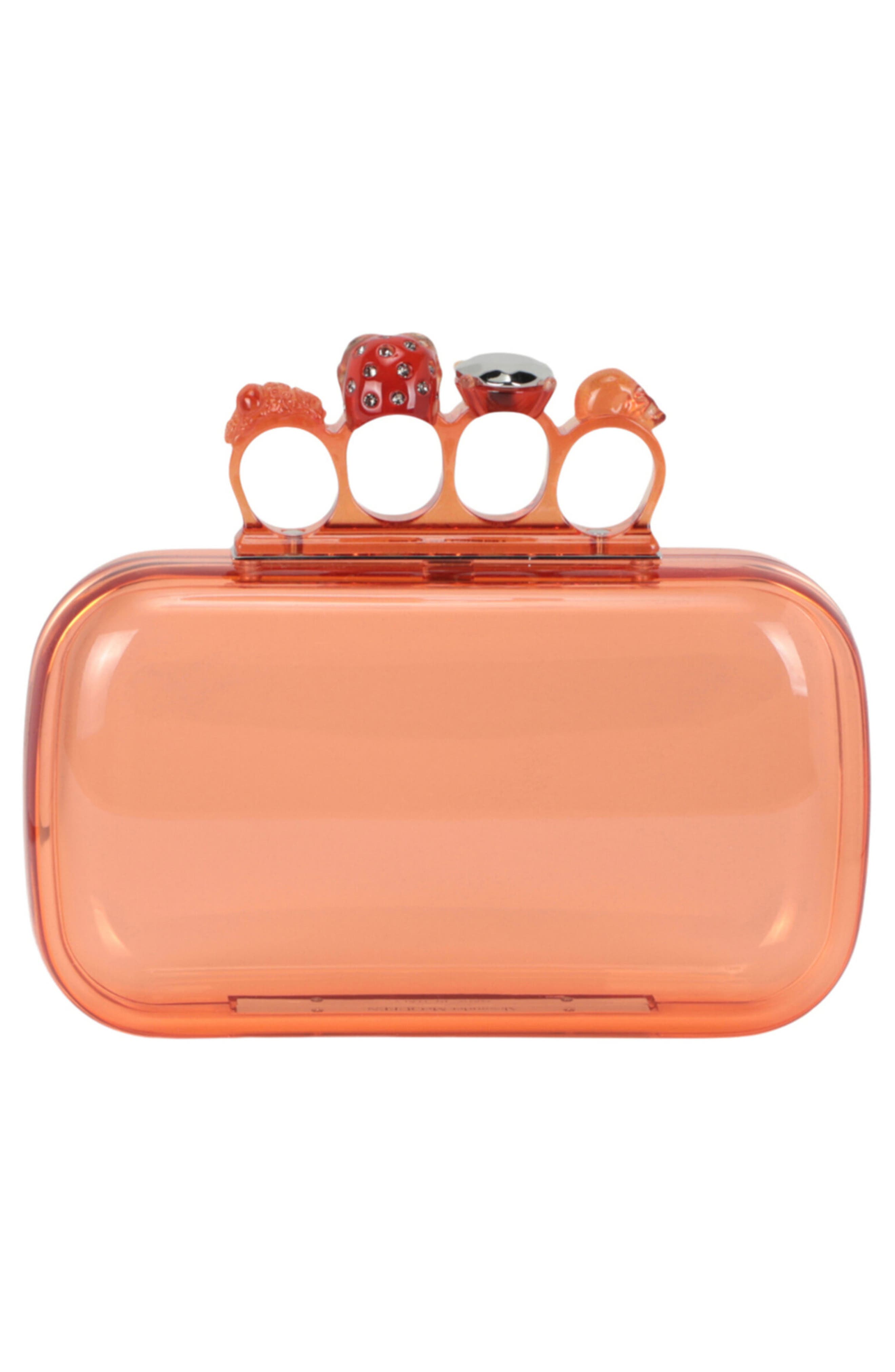 Alexander McQueen Puma Skull Four Ring Clutch, Alternate, color, Apricot