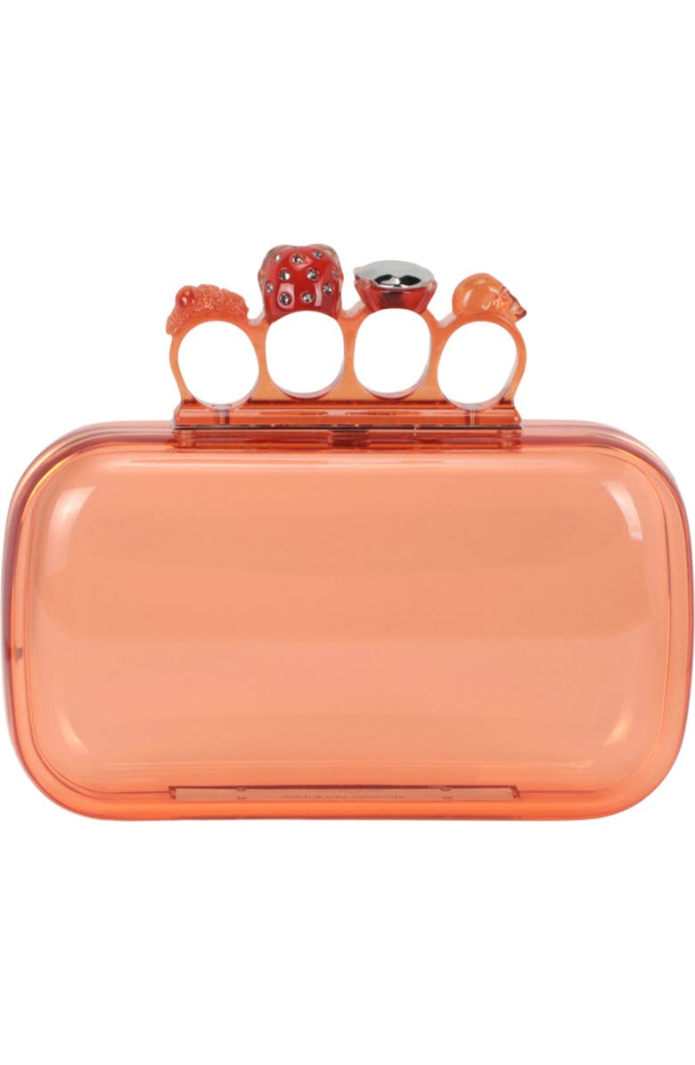 Alexander McQueen Puma Skull Four Ring Clutch, Alternate, color, Apricot